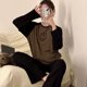 thumbnail image 1 of Conjunto de pijama con cara sonriente para mujer, suave y agradable para la piel, ropa deportiva para dormir en casa para mujer, 1 of 5