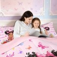 thumbnail image 4 of meiyoeat Cartoon Black Girl Full Size Comforter Sets 3-Piece,Floral Butterfly Pattern Bedding Comforter Set,Pink Black,Grey Reversible,1 Comforter and 2 Pillowcases, 4 of 6