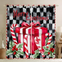 jejeloiu Christmas Gifts Black Out Curtains,Xmas Berry Curtains Pack of 2 (42x63 Each),Black Red Green Bedroom Curtains For Boy Kids,Microfiber Bedroom Decor
