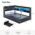 thumbnail image 2 of Corner Bed Frame Twin Size with Storage Bookcase, 3 Drawers, LED Lights & Charging Station, Twin Platform Bed Frame with Upholstered Headboard and Open Shelf, Metal Corner Daybeds for Teens, Black, 2 of 9