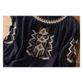 thumbnail image 6 of frariair Women's Boho Embroidered Cotton-Linen Blouse For Summer Vacations Navy, 6 of 9