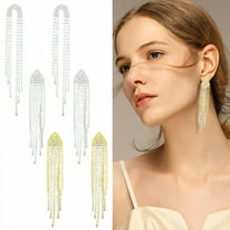 DESIGNICE 3 Pairs Statement Earrings for Women,Flowing Tassel Motion Drop Earrings,Gold Earrings for Women Fashion Jewelry Gift for Her,Style1