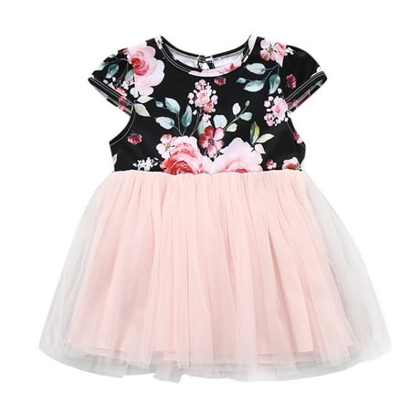 

Zlekejiko Girls Print Baby Sleeveless Toddler Dress Patchwork Princess Floral Girls Dress&Skirt