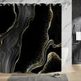 thumbnail image 2 of Marble Shower Curtain, Gold and Black Luxury Liquid Marble Shower Curtain Set for Bathroom Waterproof Polyester Fabric Modern Ink Texture Bathroom Decor with Hooks, 72x72 Inch, 2 of 6