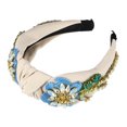 thumbnail image 1 of Bling Rhinestone Diadema Vintage Flores Rhinestone Beige Franela Diadema de borde ancho para mujer 4.92 x1.77, 1 of 7