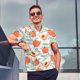 thumbnail image 4 of Fotbe Peach Camiseta Polo de Golf para Hombre con Estampado – Camisa Deportiva Transpirable con Cuello Abotonado-Small, 4 of 6