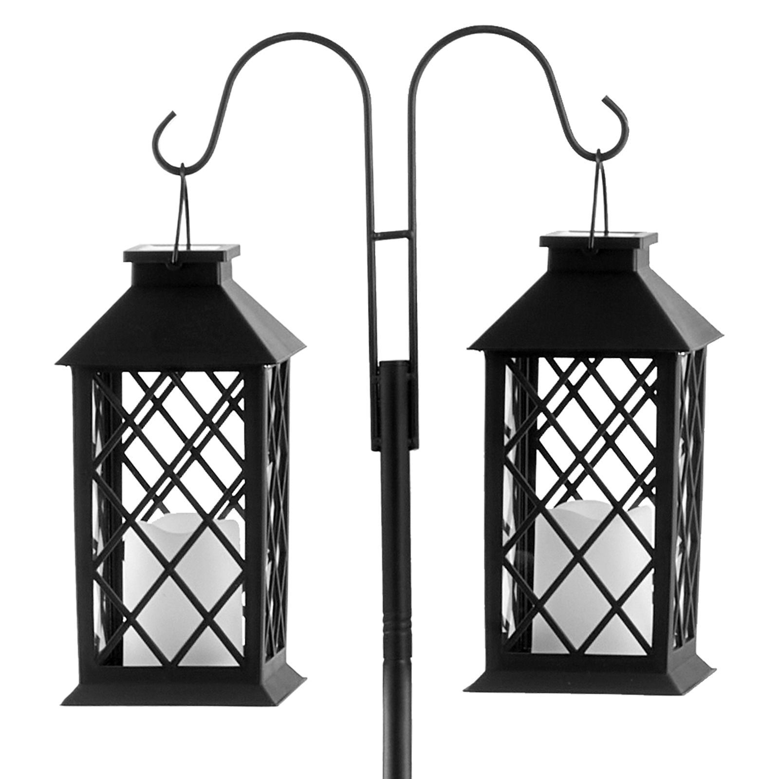 Double Shepherd Hook 76 3/4 Thick 8 Pack, Heavy Wrought Iron, Outdoor Hanging Bird Feeder, Plant Basket, Wind Chimes