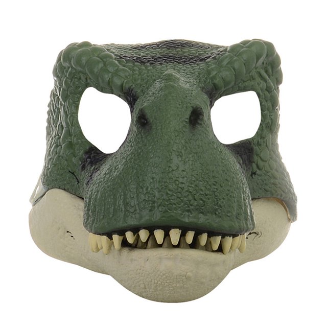 Máscara Dinosaurio Látex Natural Dinosaurio Raptor para Niños Verde