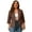 Brown, variant on Yesfashion Womens Plus Size Casual Pocketed Blazer Office Open Front 3/4 Sleeve Cardigans Jacket Work Suit