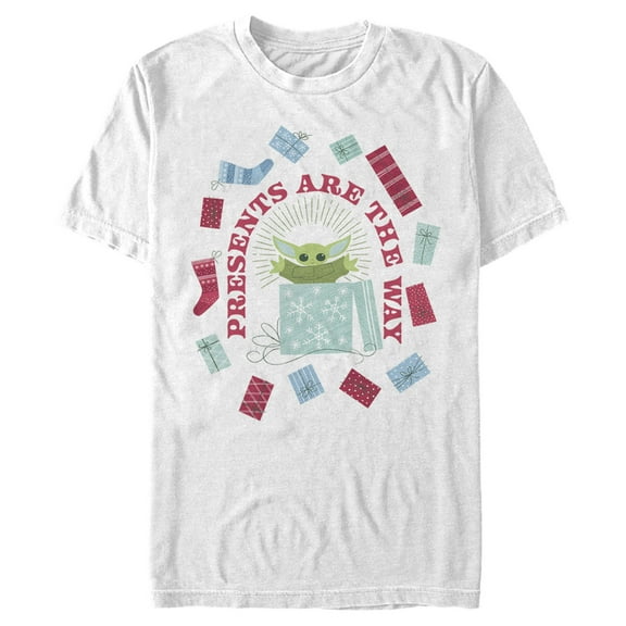 Men's Star Wars: The Mandalorian Christmas The Child Presents Are The Way  Graphic Tee White Large