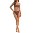 thumbnail image 2 of Conjuntos de bikini de tirantes ajustables para mujer de 2 piezas, parte inferior de cintura alta acanalada, trajes de baño, talla X-Small, rojo oscuro, 2 of 5