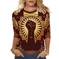 thumbnail image 5 of Pounoo Freedom Graphic Shirts for Women Summer Vintage 3/4 Sleeve Crew Neck Tops Casual Pride Celebrating Holiday Month Shirt Gift, 5 of 9