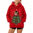 thumbnail image 3 of LWFFDAW Womens Christmas Pet Pouch Hoodie Xmas Tree Print Sherpa Fleece Hoodies Winter Warm Fuzzy Hoodie Long Sleeve Hooded Sweatshirts with Pockets, 3 of 6