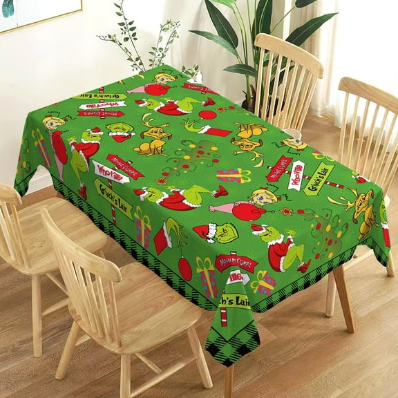 Buffalo Plaid Christmas Tablecloth, Merry Christmas Winter Holiday Party Decoration, Home Kitchen Dining Room Table Cloth Xmas Decor (Green, 60''×84'')