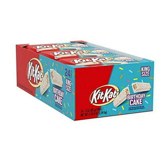 KIT KAT Birthday Cake Flavored Creme with Sprinkles King Size Wafer Candy Bars, Bulk, Individually Wrapped, 3 oz Packs (24 Count)