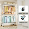 thumbnail image 3 of P1 Medium Heavy-Duty Portable Closet, 30" W x 14" D x 76" H, Metal Rolling Clothing Rack, White, 3 of 14