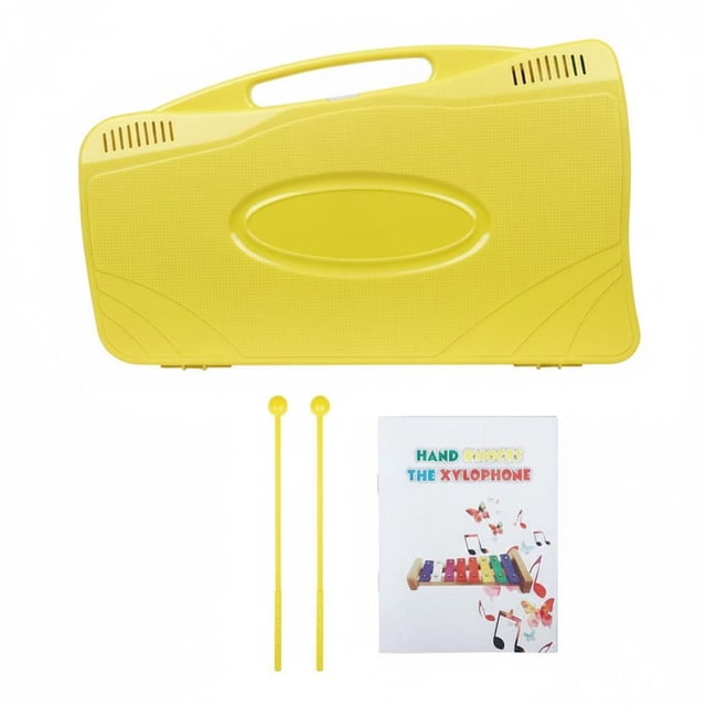 twisto Aluminum Bar Xylophone Easy to Play 25 Note Xylophone Starter Set Percussion Songbook for Children, Beginners, Classroom, Home Learning, Yellow