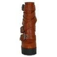 thumbnail image 4 of Bumper BI81 Women Leatherette Lug Sole Strappy Buckle Metal Chunky Heel Platform Bootie, 4 of 5