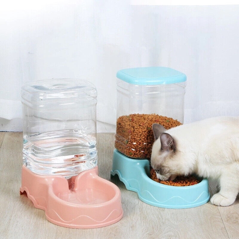 WEISIPU 3.8L Automatic Pet Feeder Large Cat Dog Food Dispenser/Water Fountain Drink Bowl