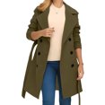 thumbnail image 5 of Women's Casual and Stylish Solid Color Loose Double-Breasted Long Trench Coat, Lapel Collar with Lining for Elegant Fall and Winter Outerwear,Green,M, 5 of 5
