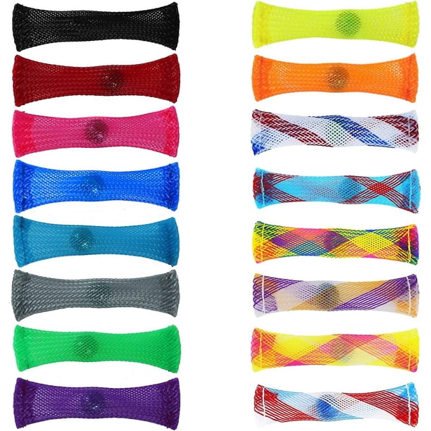 Tubo de malla tejida de 16 Uds con juguetes de mármol, juguetes sensoriales, juguetes de malla con la yema del dedo, alivio de la ansiedad, juguetes antiestrés Rojo Verde Cocina, Decoración y Otros