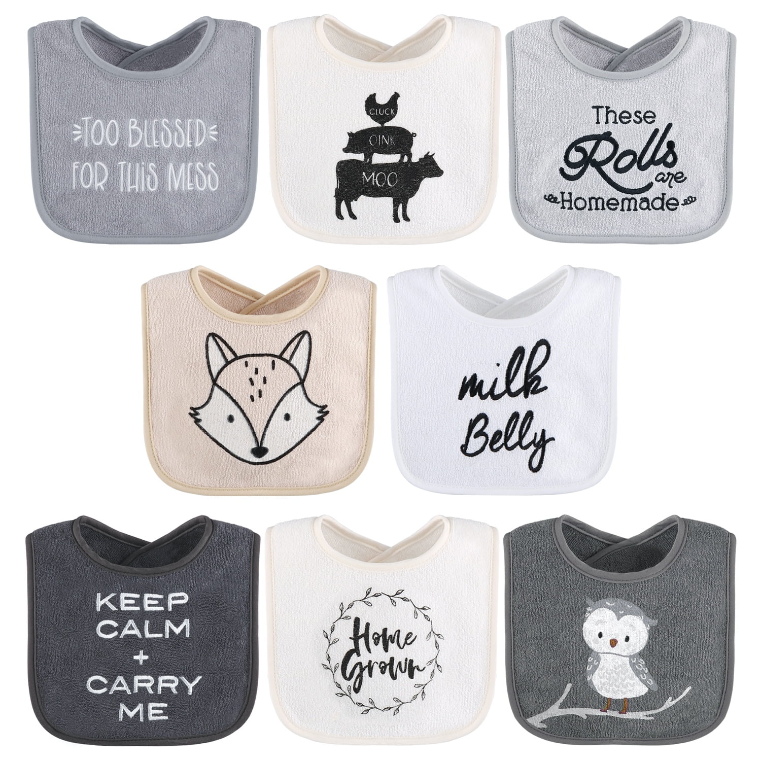 The Peanutshell Cotton Feeding Baby Bib, 8pk Unisex