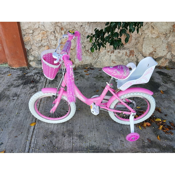 bicicleta para niña rodada 16 con canasta y portamuñeca para edad