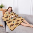 thumbnail image 5 of Oversized Wearable Blanket Hoodie,Yellow Buffalo Mountain Pattern Sherpa Blanket Hoodie with Super Pockets,Super Warm Fuzzy Pullover for Women & Men, 5 of 6