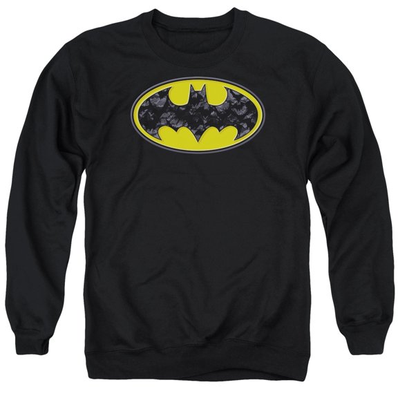 Batman Bats In Logo Adult Crewneck Sweatshirt Black