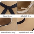 thumbnail image 4 of Womens Beach Hat Wide Brim Hat Women Summer Hat UPF 50 Sun Hats for Women Floppy Sunhats for Women with Wind Lanyard, Khaki,M/L, 4 of 5