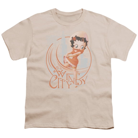 Betty Boop The Windy City S/S Youth 18/1 T-Shirt Cream