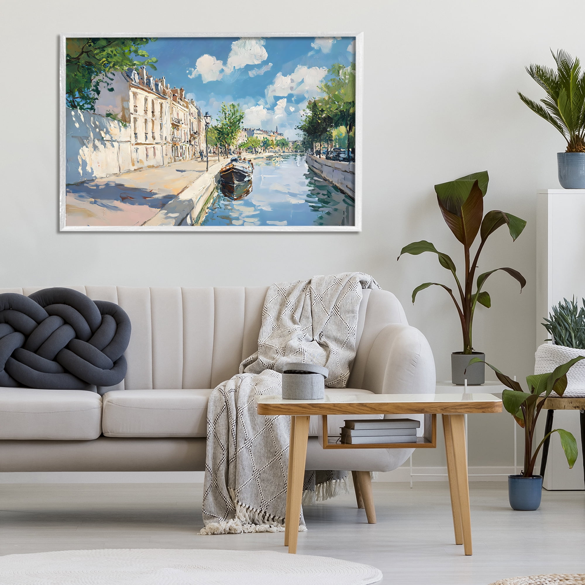 Stupell Industries Boat in Canal Summer Reflection White Framed Giclee Art, design by Creative Studio