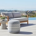 thumbnail image 2 of LR Home Medium Striped Indoor/Outdoor Cylinder Pouf, Light Blue/White, 20" x 20" x 20", 2 of 10