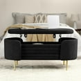 thumbnail image 3 of Pouseayar End of Bed Storage Bench, 47" Upholstered Comfy Sherpa Fabric Ottoman Bench with Storage, Entryway Bench Seat for Bedroom, Black, 3 of 7
