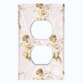 thumbnail image 2 of Metal Light Switch Plate Outlet Cover Romantic Pink Floral Cupid Damask Wallpaper AGL003, 2 of 13
