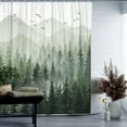thumbnail image 3 of Green Misty Forest Shower Curtain Set Ombre Sage Green White Waterproof Fabric Shower Curtains Nature Tree Mountain Woodland Decorative Bathroom Bath Curtain Decor (72"x 72", Green), 3 of 6