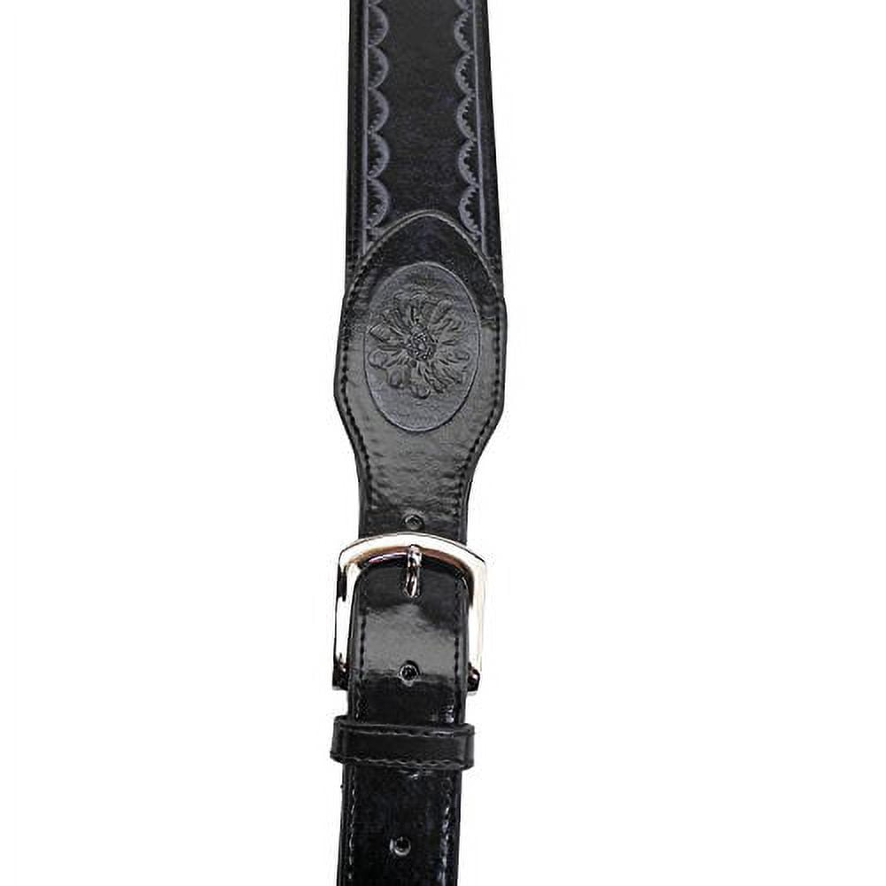 Walker & Williams GB-111 Black Tooled Edge Padded Strap with Buckle Adjustment