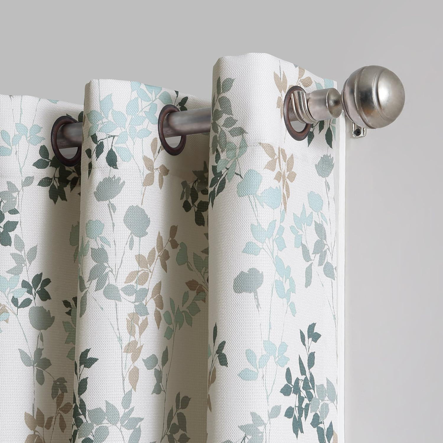 No. 918 Mabel Casual Grommet Window Curtain Panel, 48"x84", Harbor Blue/Green