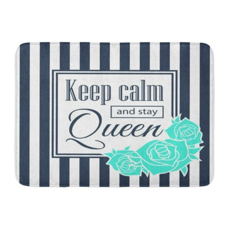 Rose Scarlet Rose - GODPOK White Blossom Pink Antique Keep Calm and Stay Queen Design with Blue Rose Striped Backgound Red Beautiful Rug Doormat Bath Mat 23.6x15.7 inch