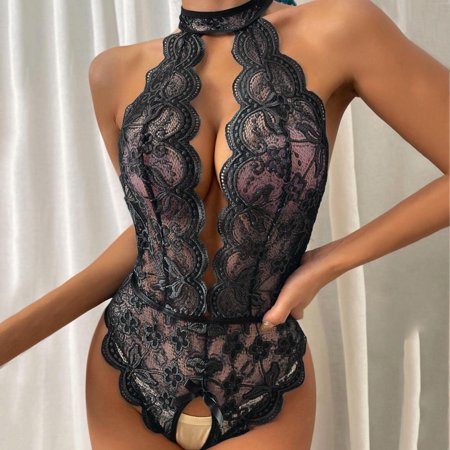 

KUNPENG Ladies Erotic Lingerie Sexy Backless Lace Hollow Set Without Steel Rings Valentine s Nightgown Pajamas Black / XL