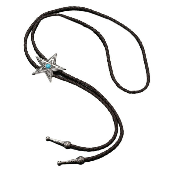 Elegant Black Bolo Tie with Star Pendant Cowboy Star Necktie Western Necklace Cool Bola-Tie Western Cowboy Costume