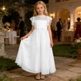 thumbnail image 2 of xfsWaSs Flower Girl Dress Elegant Lace Party Dress Ruffle Sleeve Formal Wedding Pageant Party Tulle Long Dresses Flowy Pageant Gown Performances 10-11 Years, 2 of 6