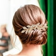thumbnail image 4 of 10 peinetas de hojas doradas y plateadas con elegantes diamantes de imitación para novia, accesorios decorativos para el cabello de boda para mujer., 4 of 7