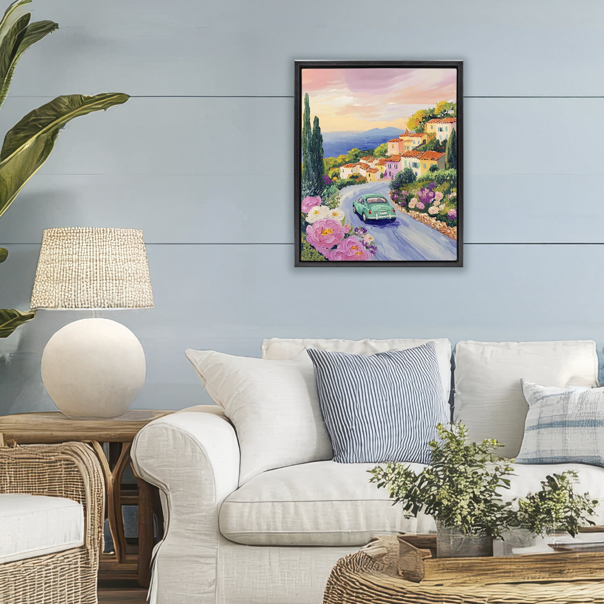 Stupell Industries Driving Along The Coast Black Framed Floater Canvas Wall Art, design by The Prints Vibe