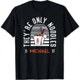 thumbnail image 1 of Camiseta de Mujer "Solo son Fideos" - Diseño de Películas de Terror, Cuello Redondo, Manga Corta, Estampado Divertido, Color Negro, 1 of 7