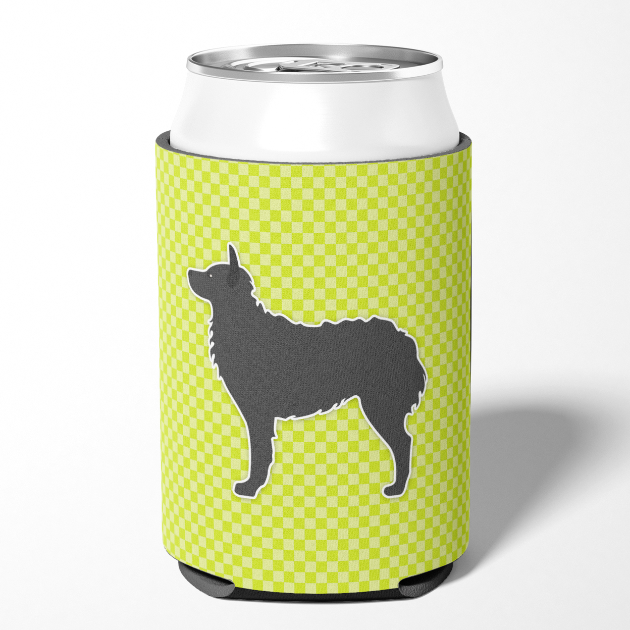Caroline's Treasures BB3821CC Croatian Sheepdog Checkerboard Green Can or Bottle Hugger, Can Hugger, multicolor