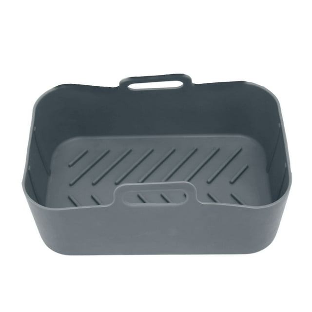 Fryer Oven Basket, Non Stick Fryer Silicone Pot Dishwasher Safe Rectangular For Kitchen Gray