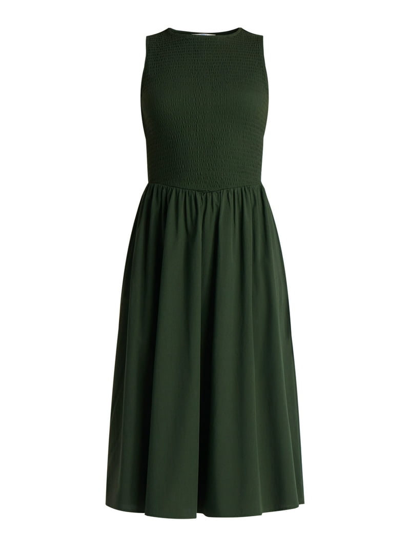 Time And Tru Women's Smocked Woven Midi Dress, Sizes XS-3XL