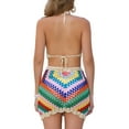 thumbnail image 3 of INSPIRAR CHIC Conjunto de bikini de 2 piezas con top de tirantes y falda mini de corte hueco para mujeres, conjuntos de ganchillo de playa de verano, multicolor, 3 of 6