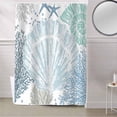 thumbnail image 5 of Fabric Shower Curtain, Summer Ocean Seashell and Coral Blue Bathroom Curtain with 12 Hooks Waterproof No Bad Odor Machine Washable Bath Curtains for Bathroom, Spa Room, 72"x78", 5 of 6